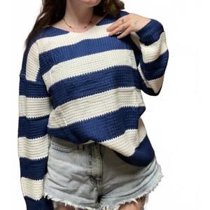 NEW LICOSA women's gillian striped sweater in blue